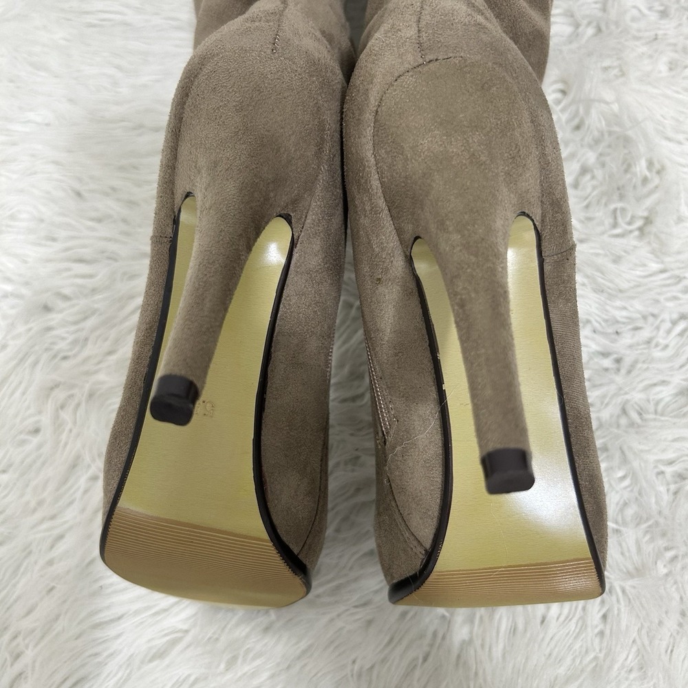 Luichiny Taupe Imi Suede Boots Over The Knee Stiletto Thigh High Rise Size 5.5M - Picture 9 of 11